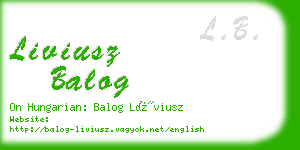 liviusz balog business card